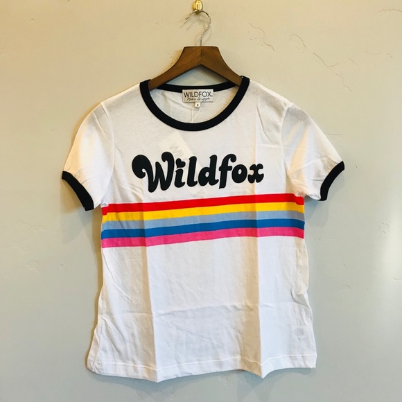 WILDFOX Striped California Logo Ringer Crew Tee - Picture 3 of 5